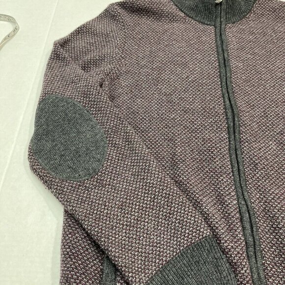 Jos A Bank Reserve Sweater Mens XL Wool Blend Zip Cardigan Gray Ribbed Mock Neck - Picture 9 of 9